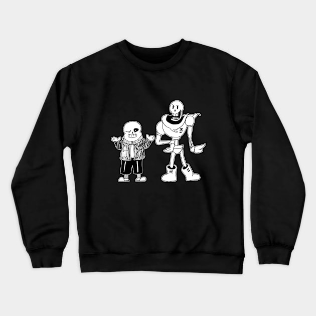 Sans and Papyrus Undertale Simple Black and White Design Crewneck Sweatshirt by Irla